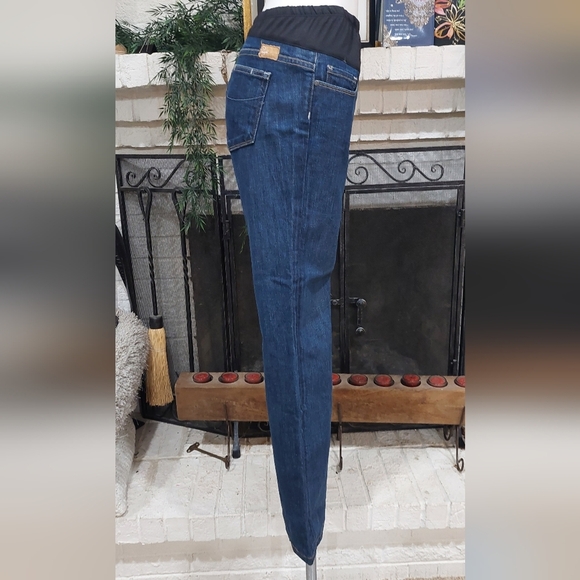PAIGE PREMIUM DENIM Dark Wash Boot Cut Blue Denim Maternity Jeans Women's 31 - Picture 2 of 15